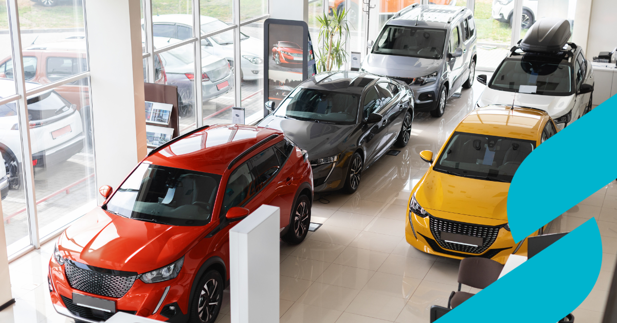 New cars inside a car showroom