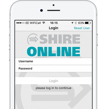 Shire Online app on iPhone screenshot