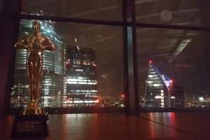 Trophy and skyline